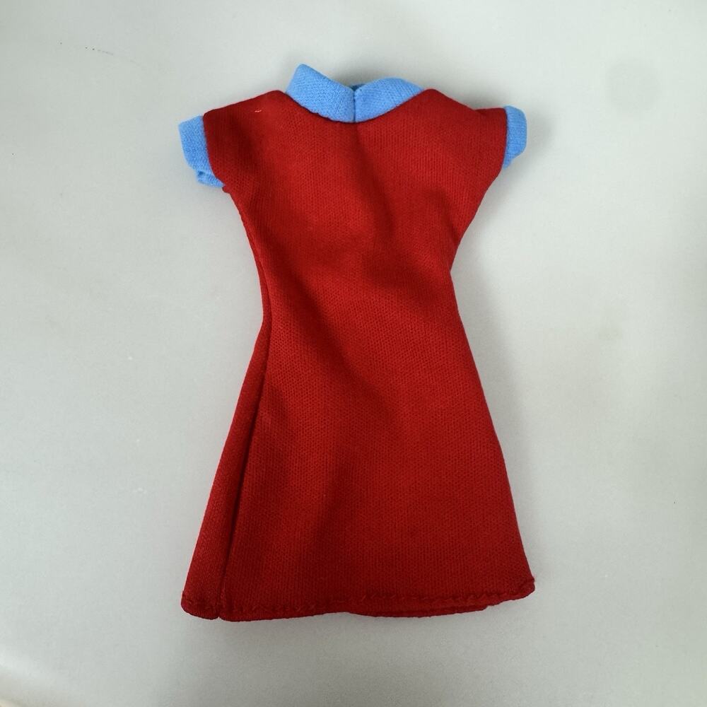 Barbie Clone Fashion Mini Sheath Dress Red Blue Trim Short Sleeve V-Neck
